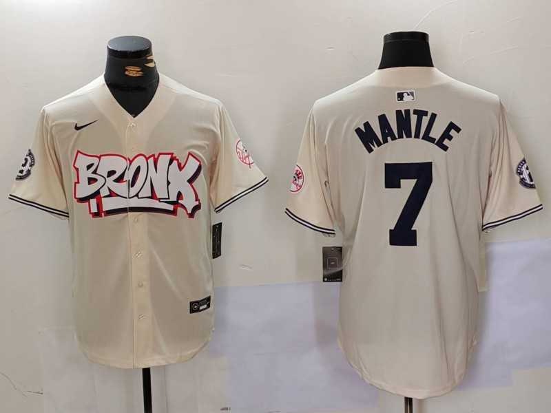 Men's New York Yankees #7 Mickey Mantle Cream Limited Stitched Baseball Jersey,We sell and wholesale Men's New York Yankees #7 Mickey Mantle Cream Limited Stitched Baseball Jersey on line form chian!